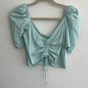 Aritzia Wilfred NISSA Blue Puffy Sleeve Top, Size L